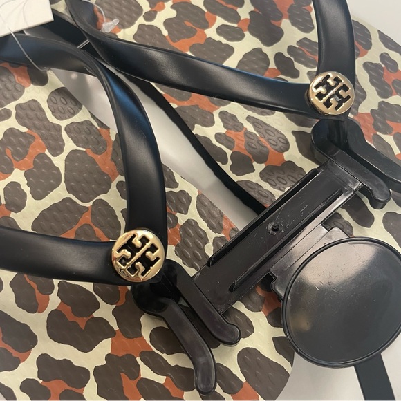 Tory Burch Shoes | NEW Black Brown Animal Leopard Print Thin Flip-Flop US Sz 6 - Picture 5 of 10